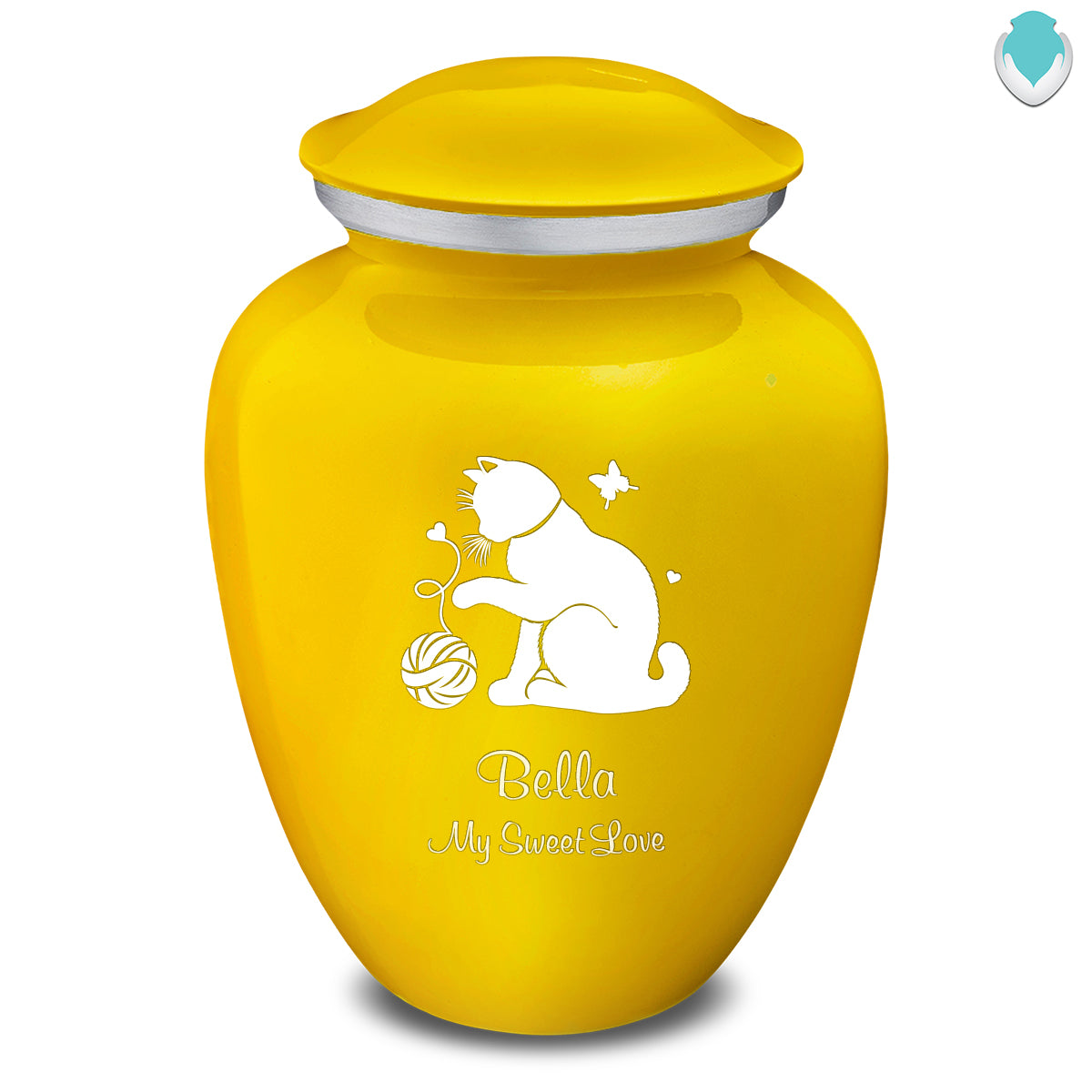 Large Embrace Yellow Pet Fun Cat Cremation Urn