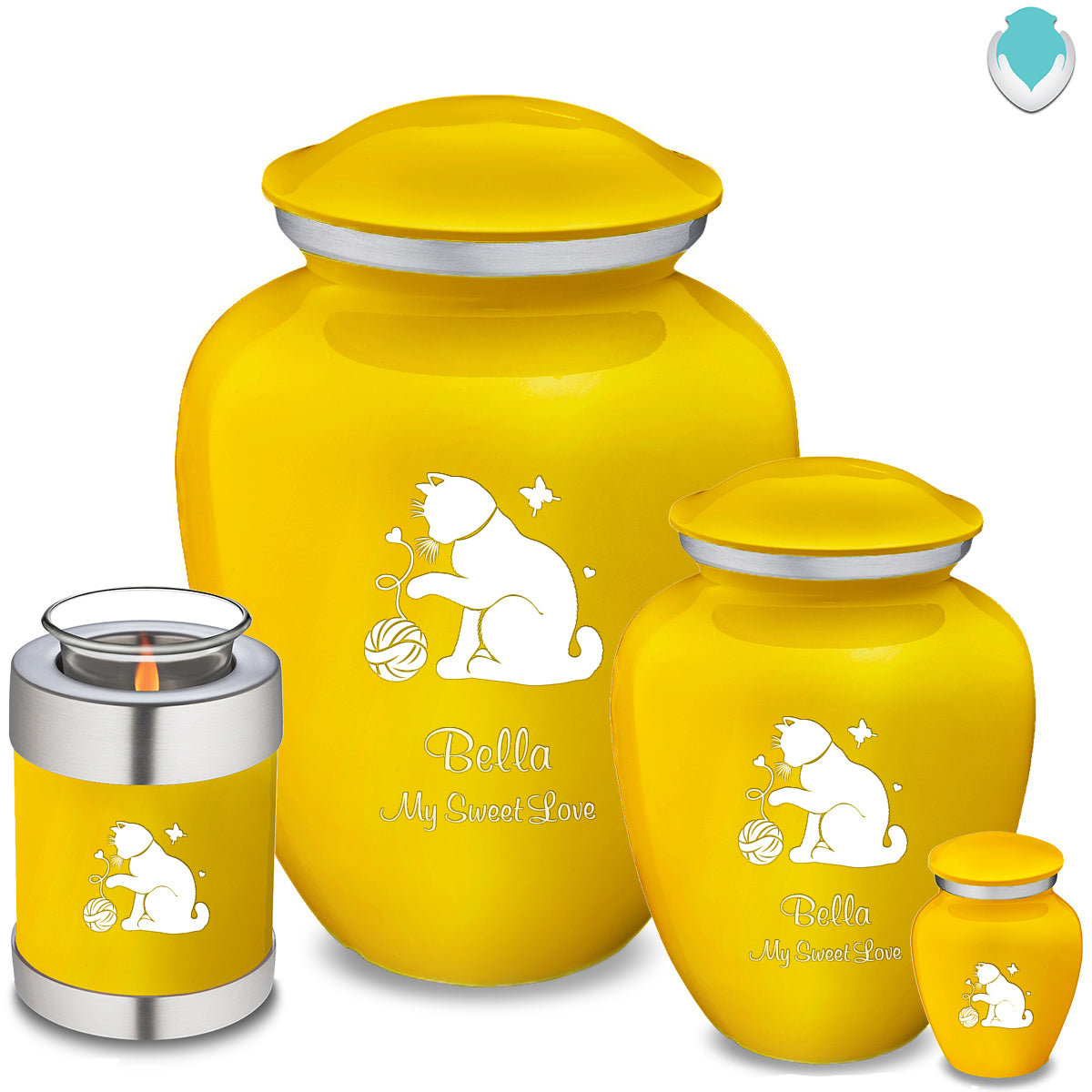 Large Embrace Yellow Pet Fun Cat Cremation Urn