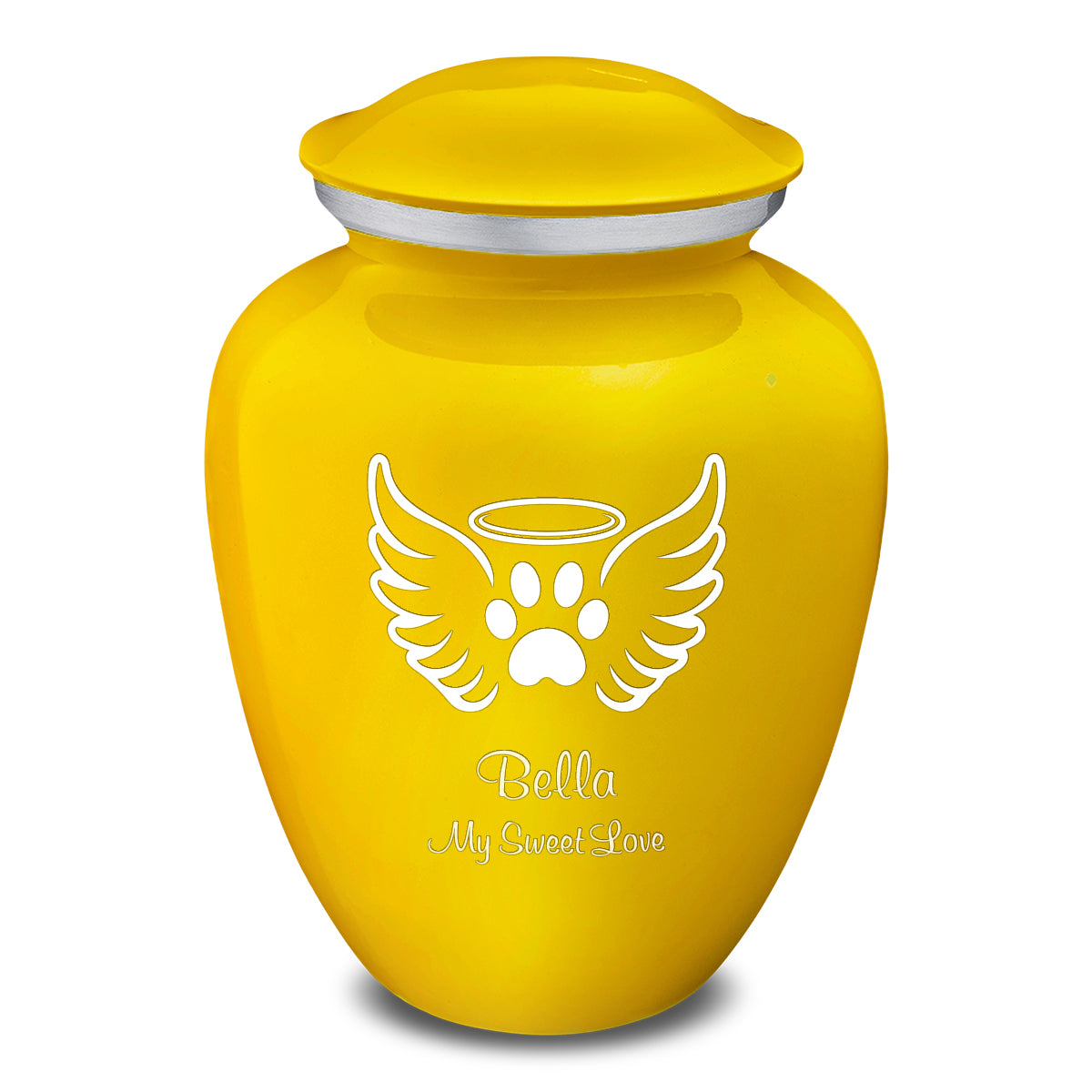 Large Embrace Yellow Pet Angel Wings Cremation Urn