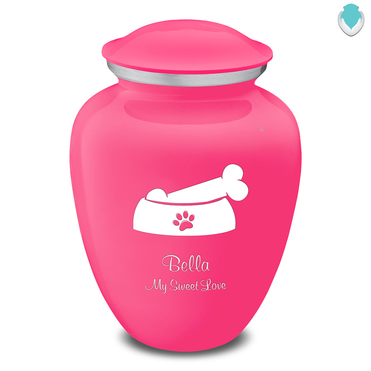 Large Embrace Bright Pink Pet Dog Bone Cremation Urn
