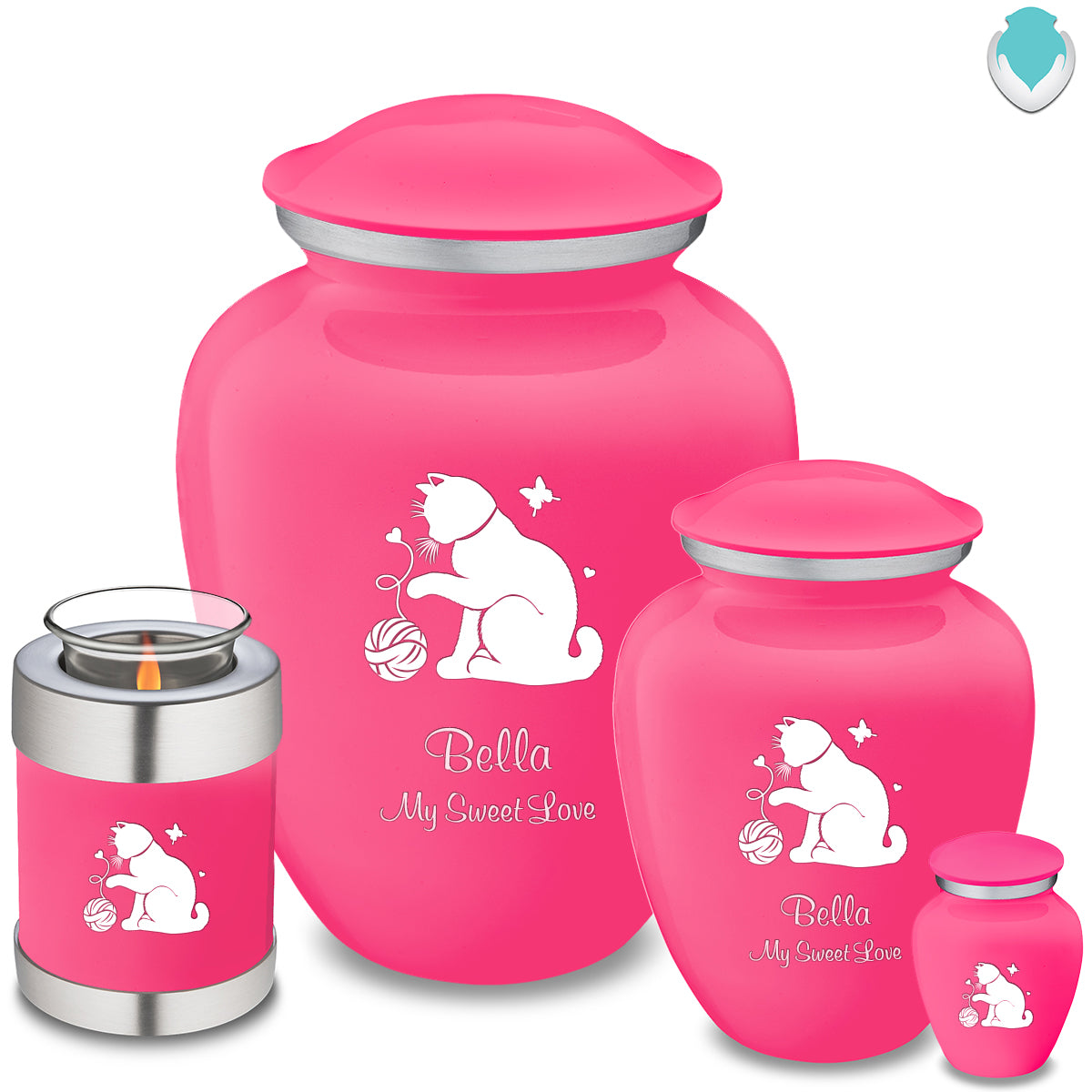 Candle Holder Embrace Bright Pink Pet Fun Cat Cremation Urn