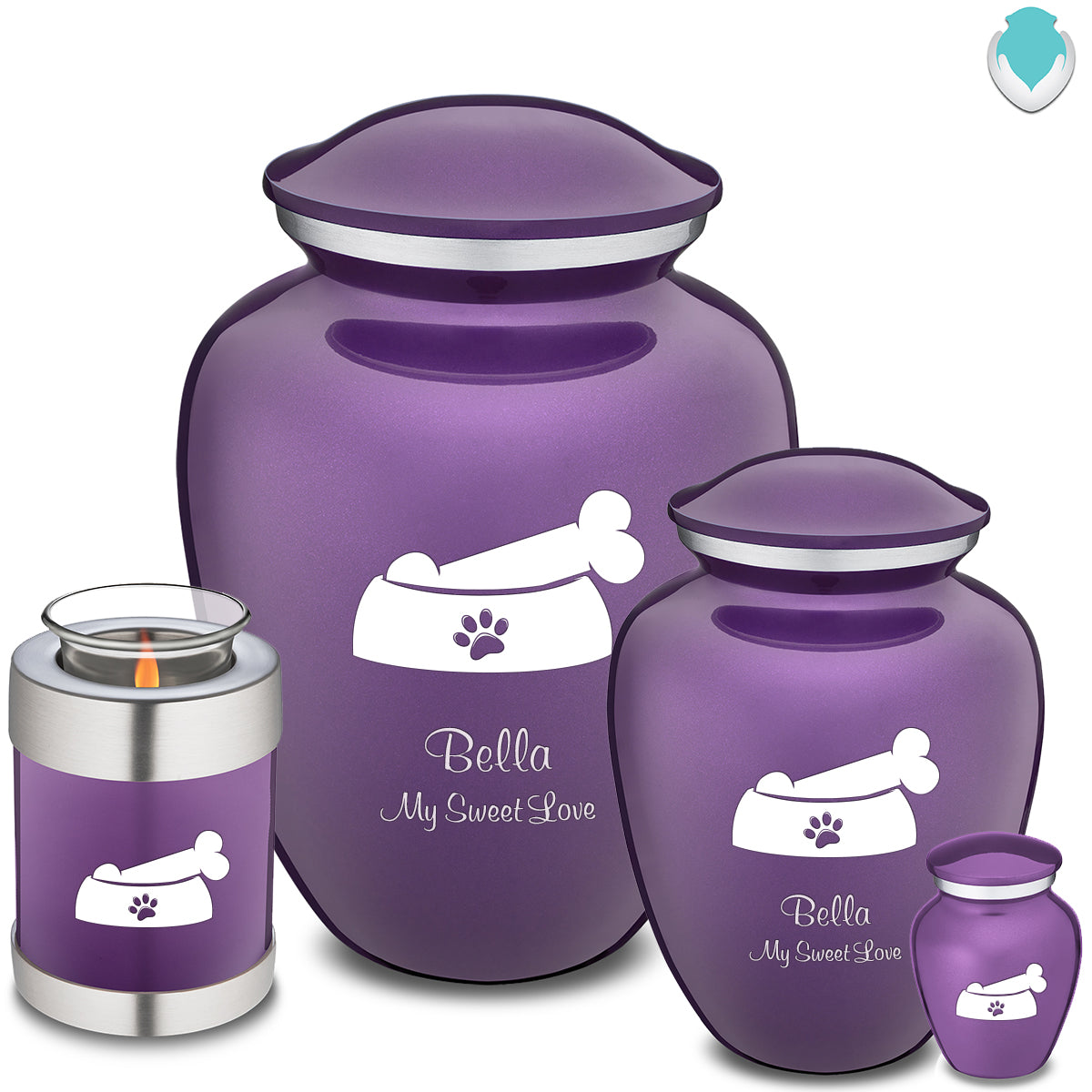 Candle Holder Embrace Purple Pet Dog Bone Cremation Urn