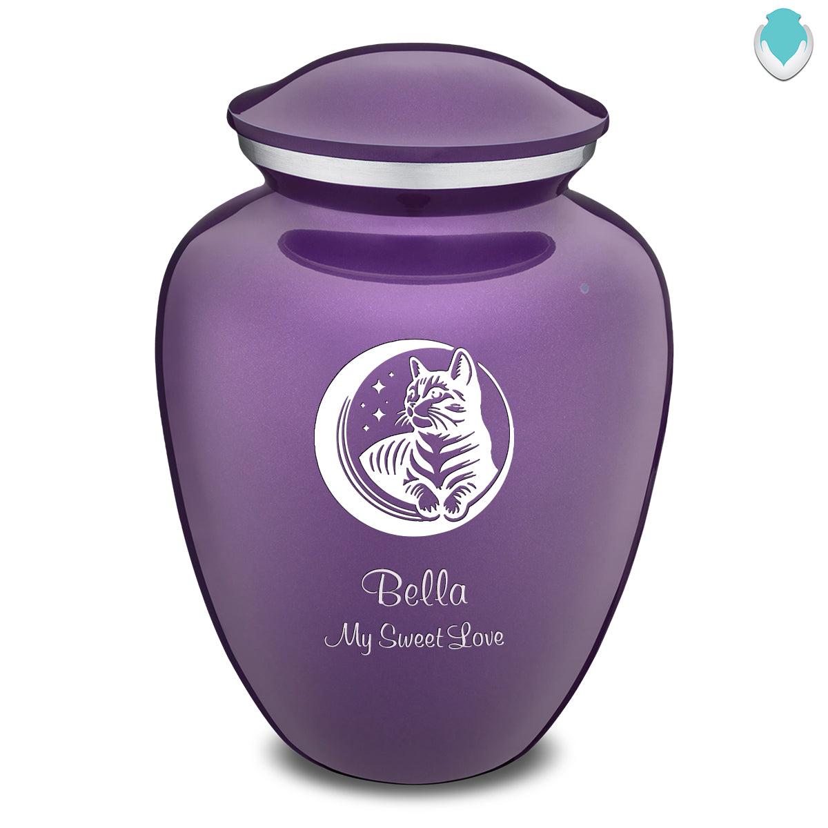 Large Embrace Purple Pet Cute Cat Cremation Urn