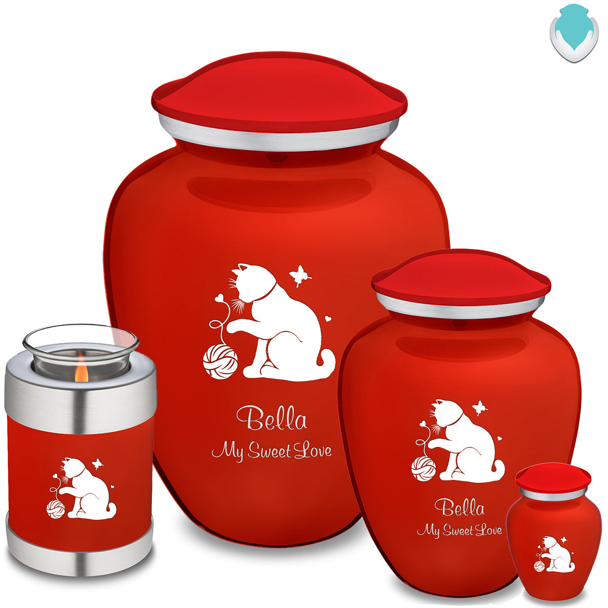 Large Embrace Bright Red Pet Fun Cat Cremation Urn