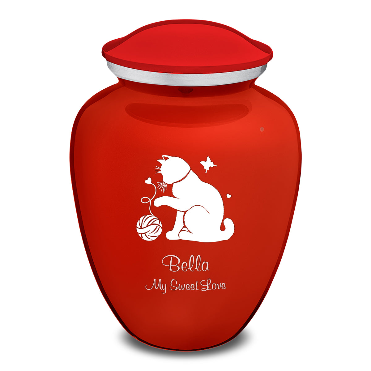 Large Embrace Bright Red Pet Fun Cat Cremation Urn