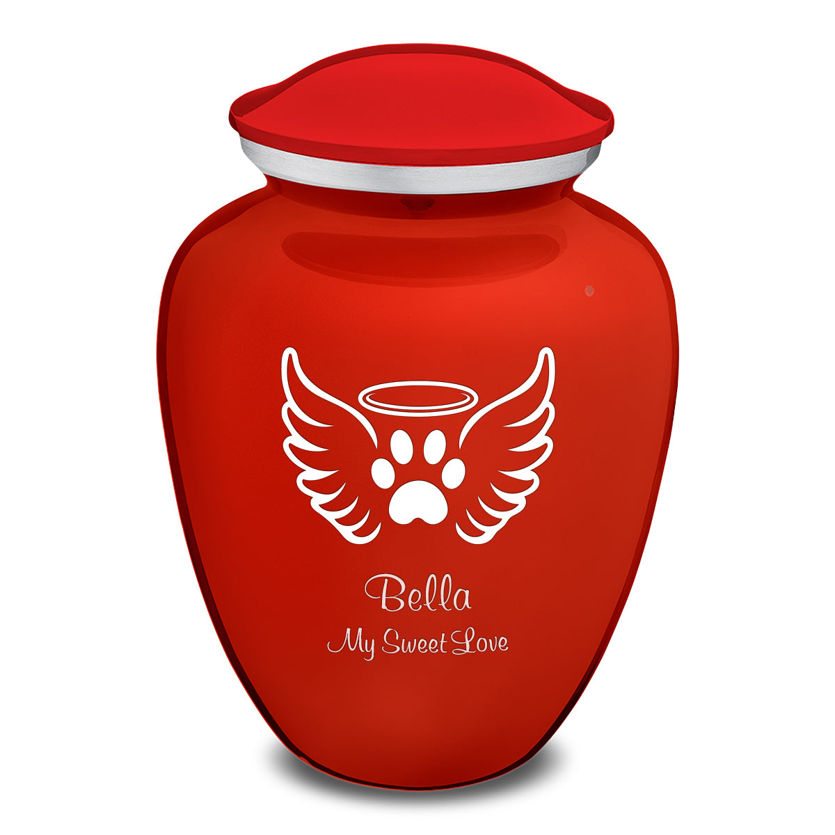 Large Embrace Bright Red Pet Angel Wings Cremation Urn