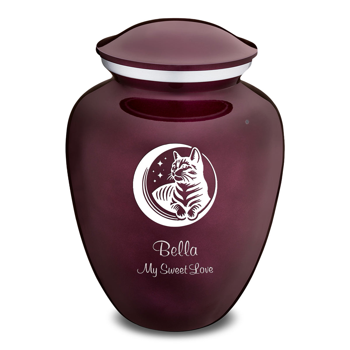 Large Embrace Cherry Purple Pet Cute Cat Cremation Urn