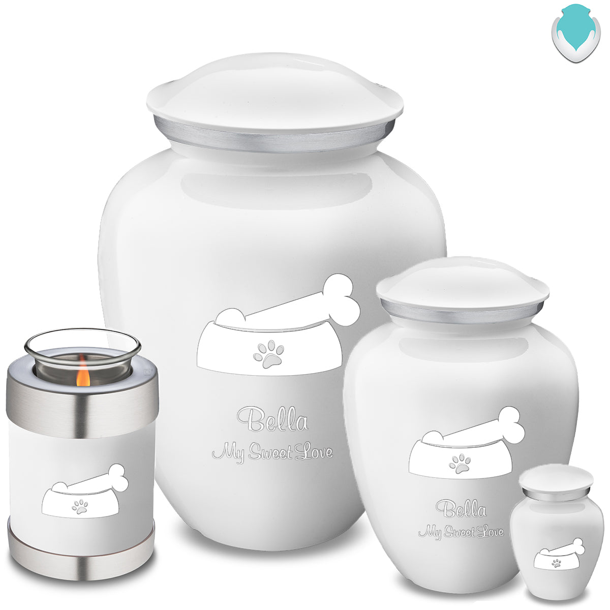 Keepsake Embrace White Pet Dog Bone Cremation Urn