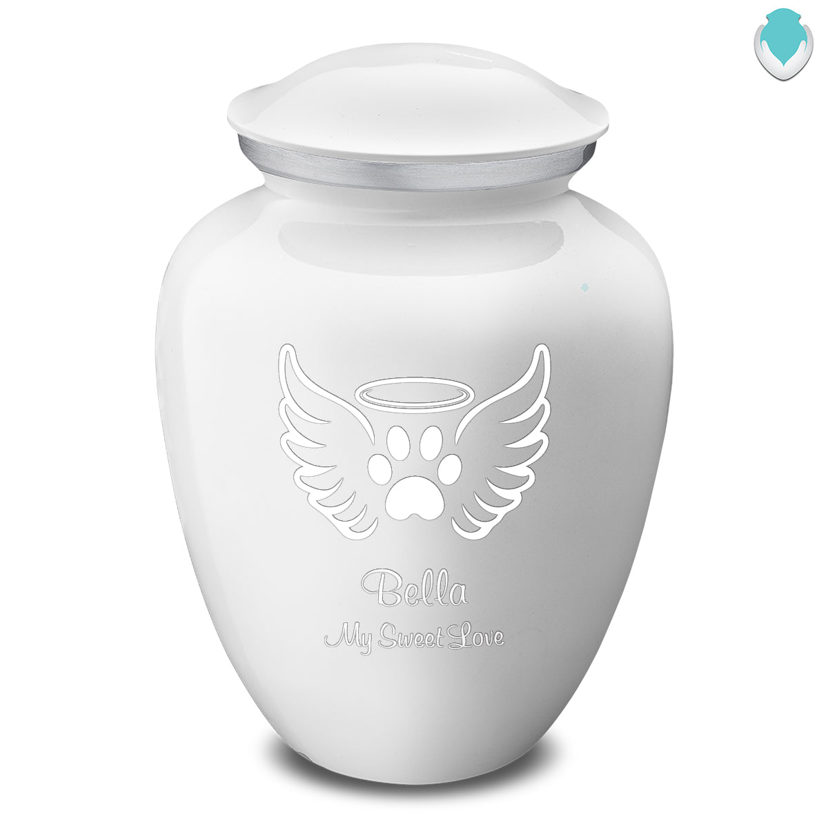 Large Embrace White Pet Angel Wings Cremation Urn