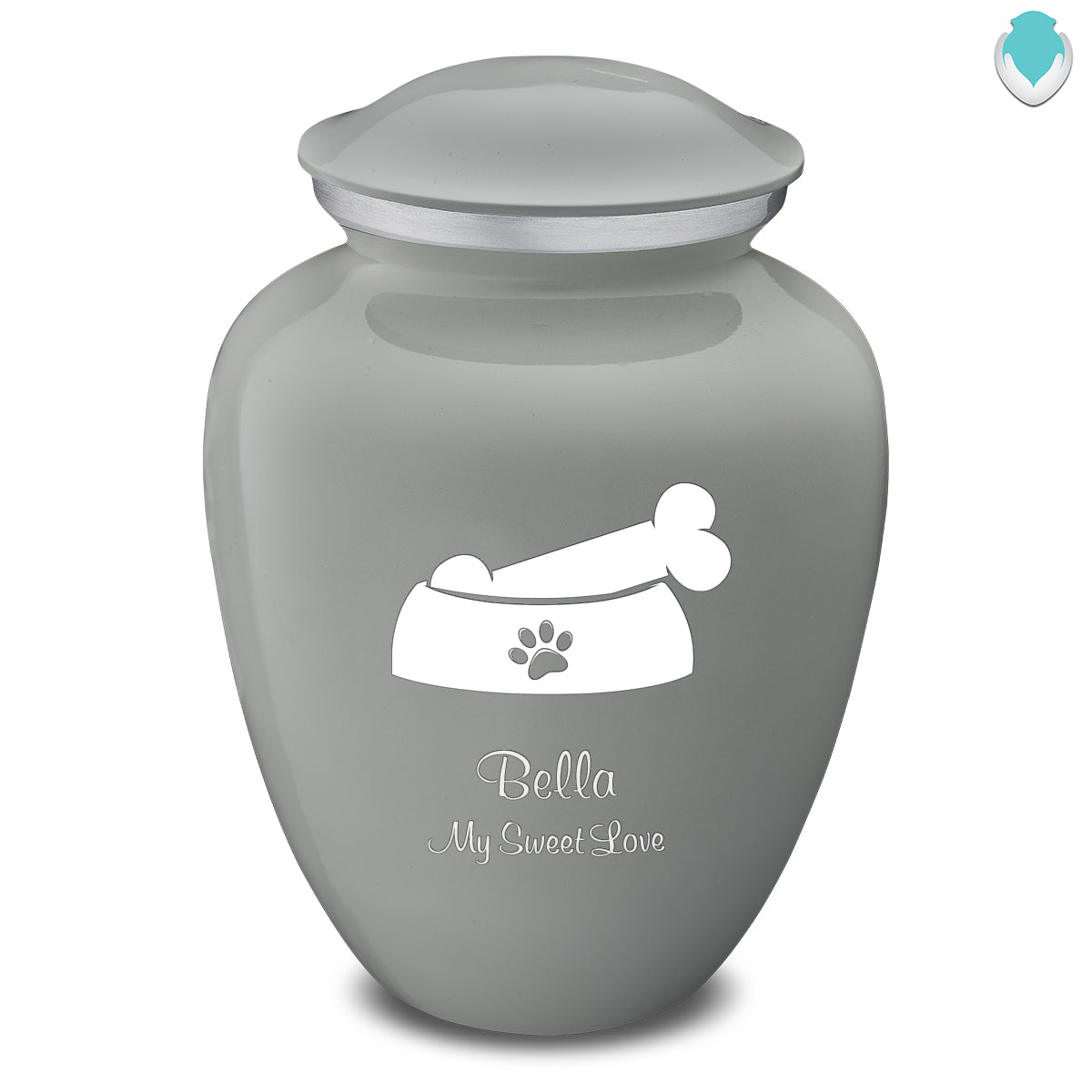 Large Embrace Slate Grey Pet Dog Bone Cremation Urn