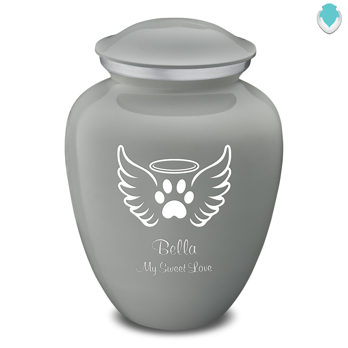 Large Embrace Slate Grey Pet Angel Wings Cremation Urn