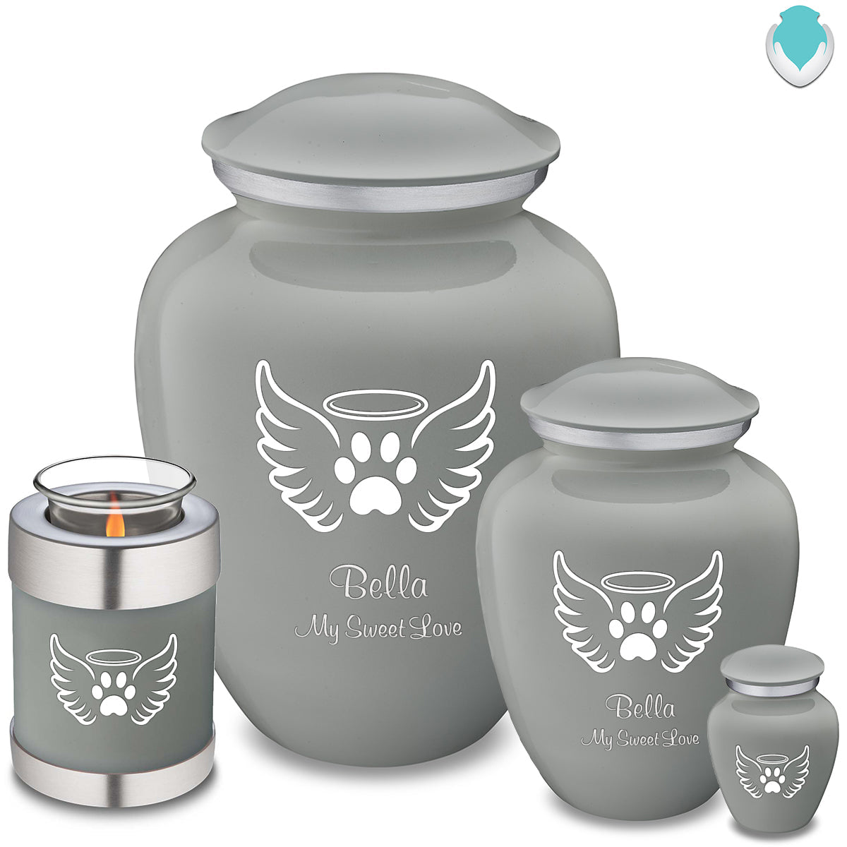 Large Embrace Slate Grey Pet Angel Wings Cremation Urn