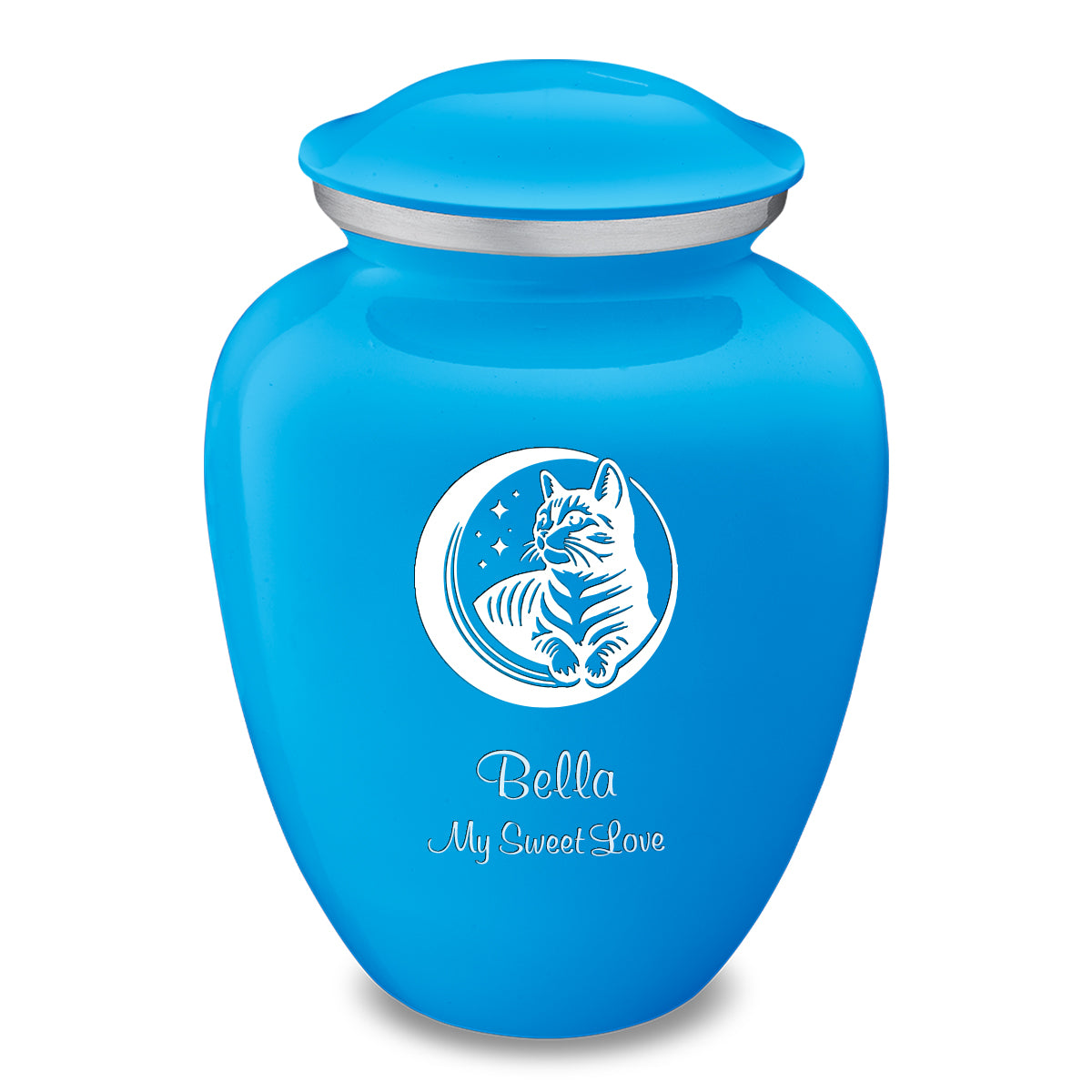 Large Embrace Racing Blue Pet Cute Cat Cremation Urn