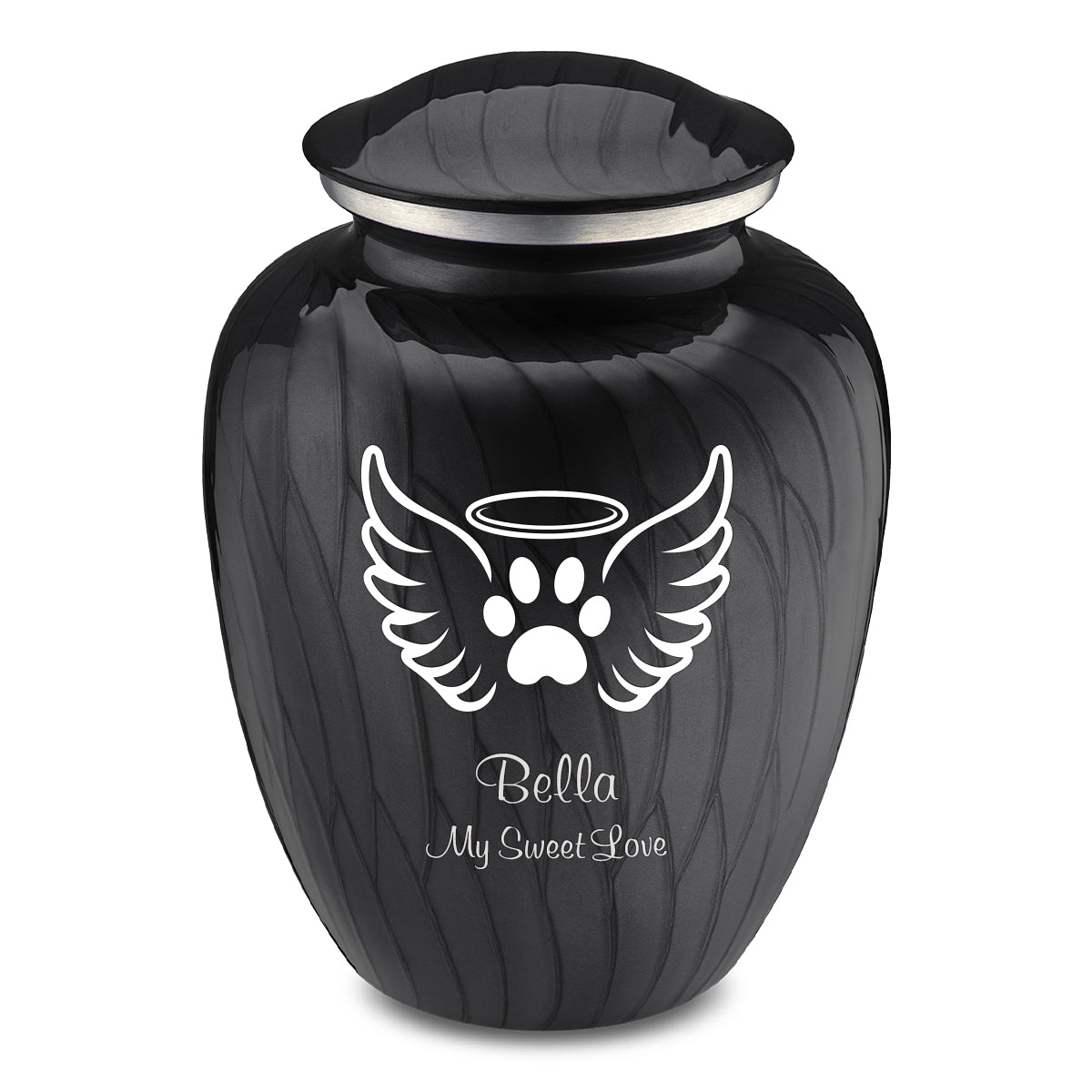 Large Embrace Pearl Black Pet Angel Wings Cremation Urn