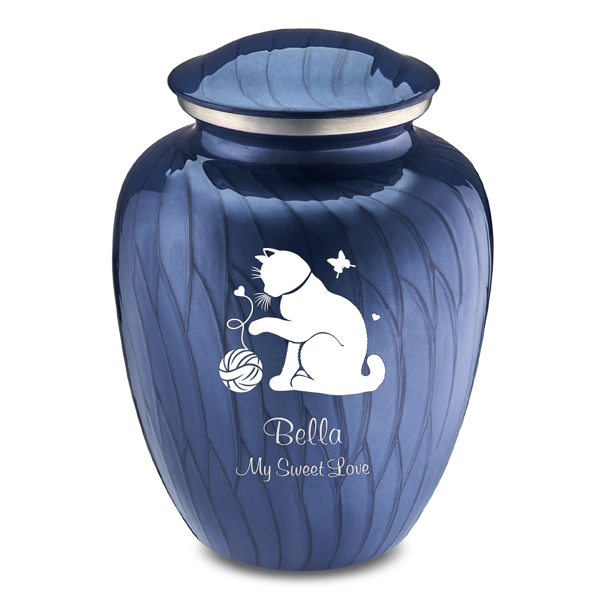 Large Embrace Pearl Cobalt Blue Pet Fun Cat Cremation Urn