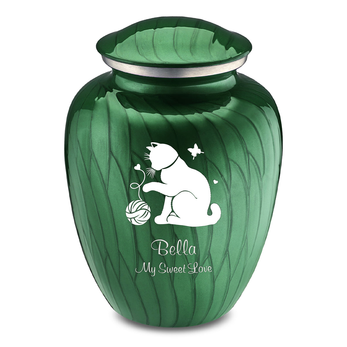 Large Embrace Pearl Green Pet Fun Cat Cremation Urn