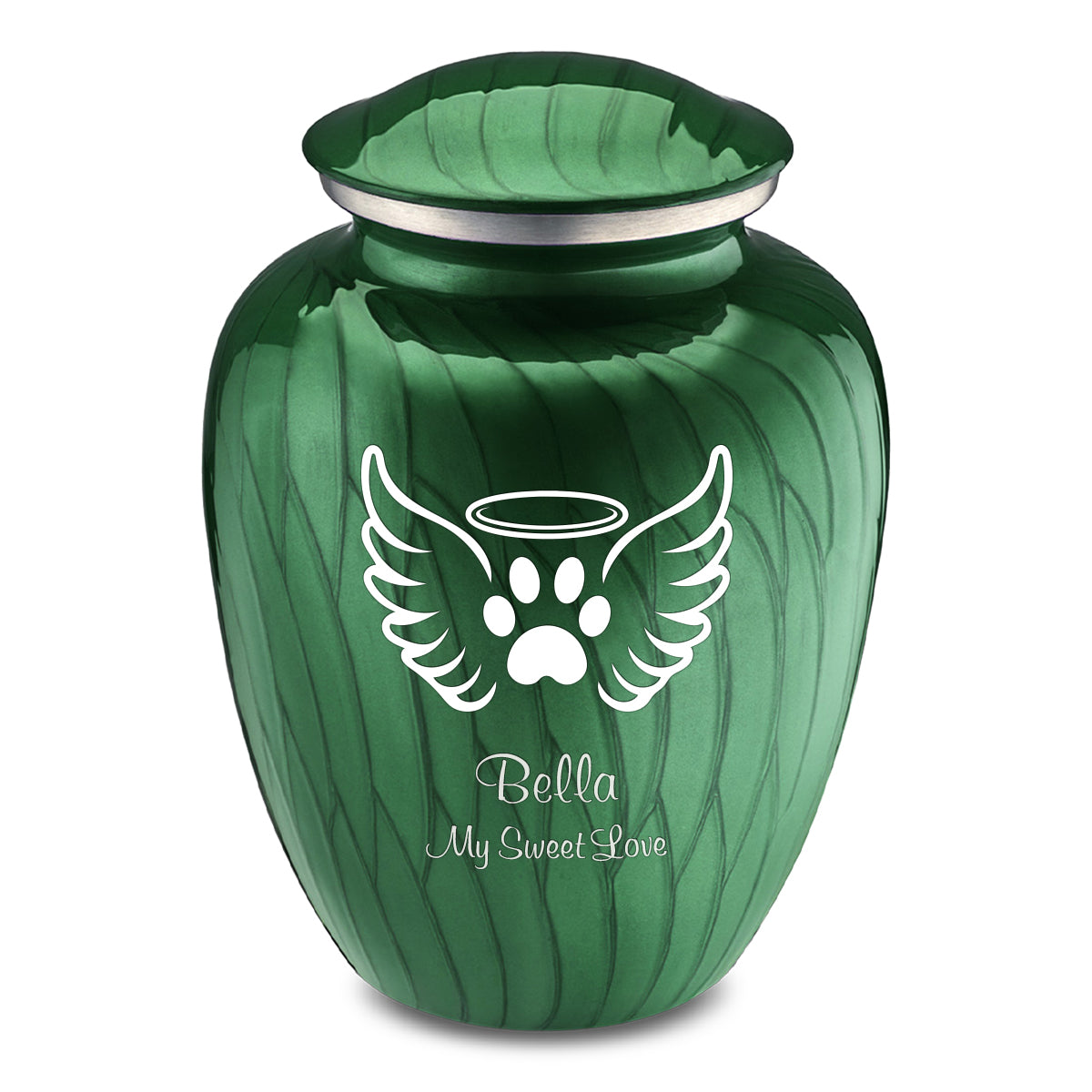 Large Embrace Pearl Green Pet Angel Wings Cremation Urn