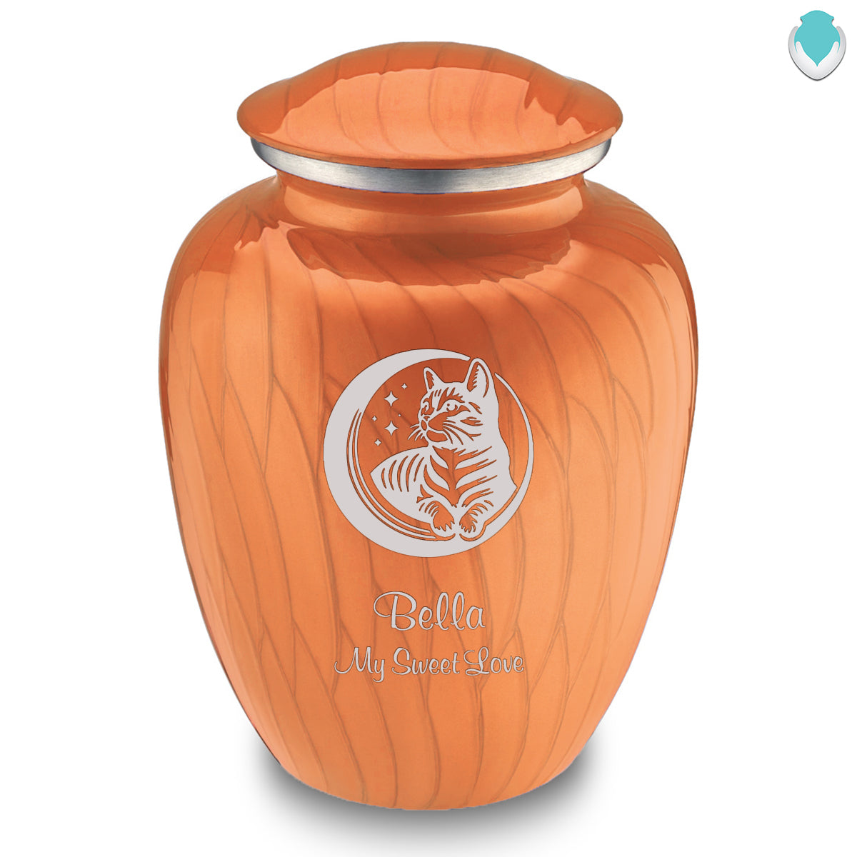 Large Embrace Pearl Orange Pet Cute Cat Cremation Urn