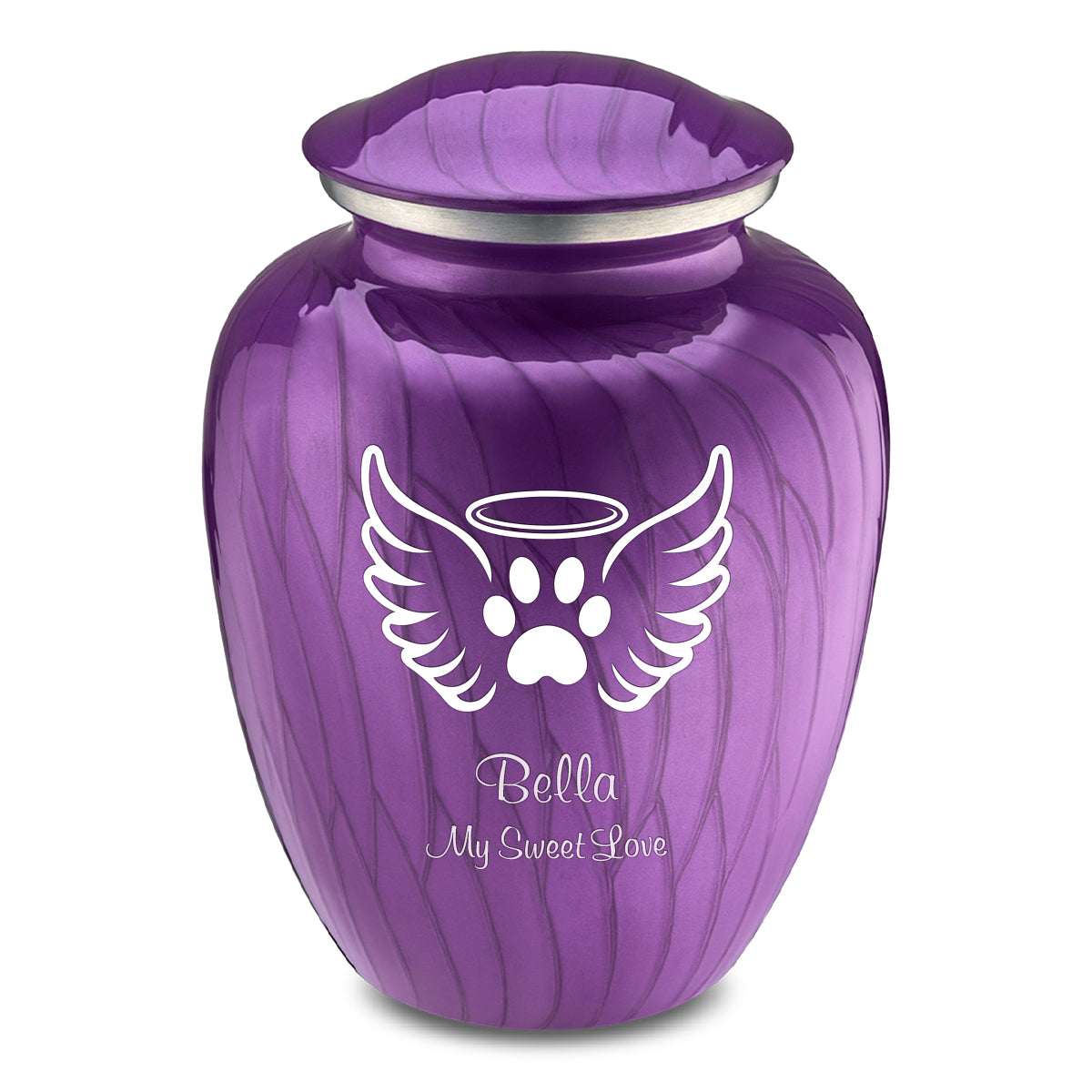 Large Embrace Pearl Purple Pet Angel Wings Cremation Urn