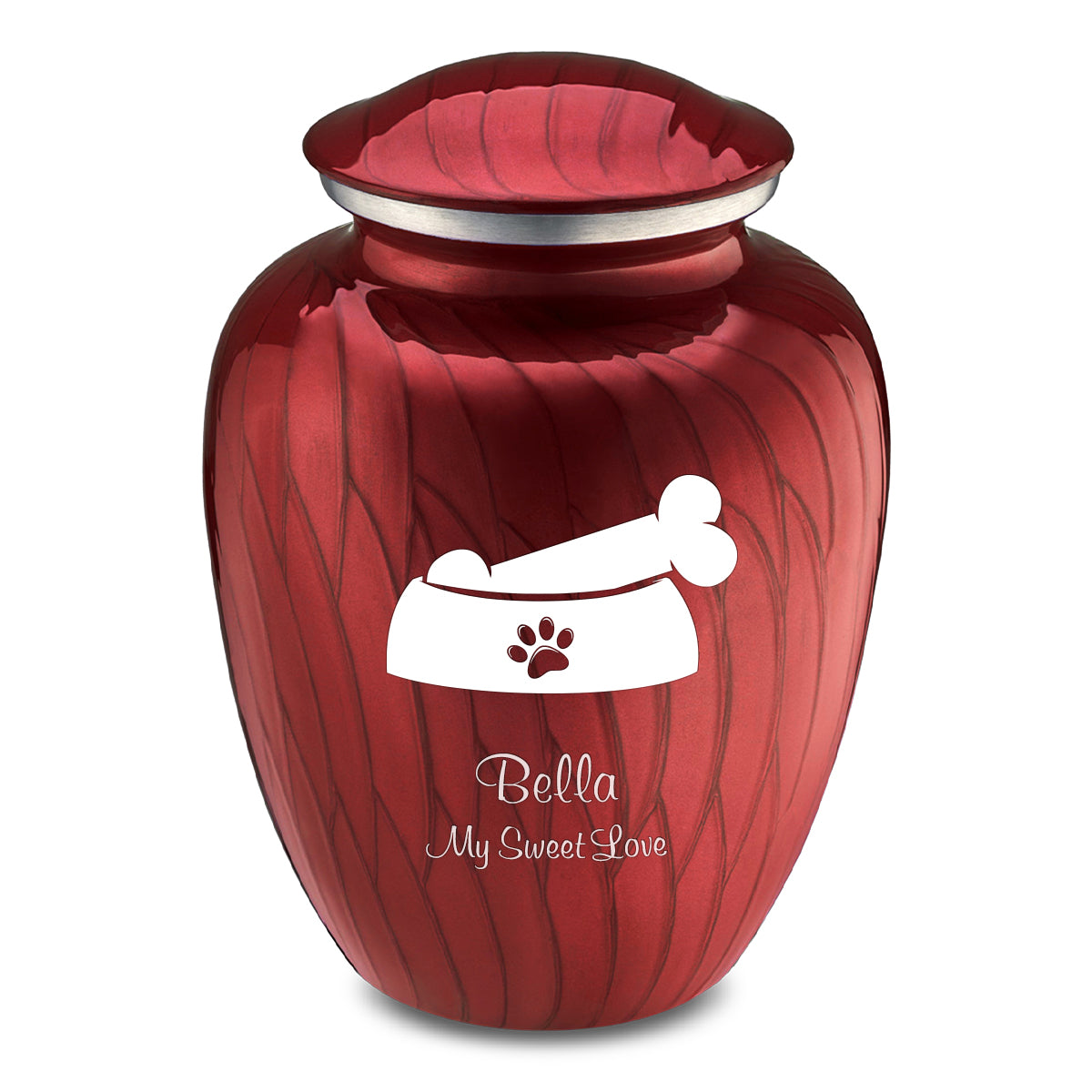 Large Embrace Pearl Candy Red Pet Dog Bone Cremation Urn