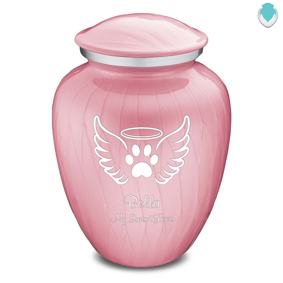 Large Embrace Pearl Pink Pet Angel Wings Cremation Urn