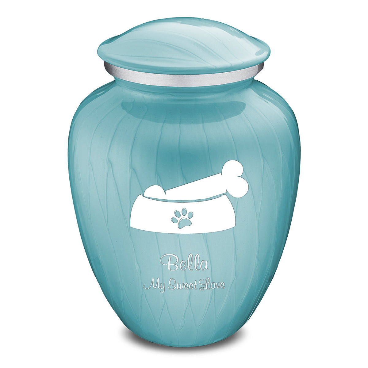 Large Embrace Pearl Light Blue Pet Dog Bone Cremation Urn