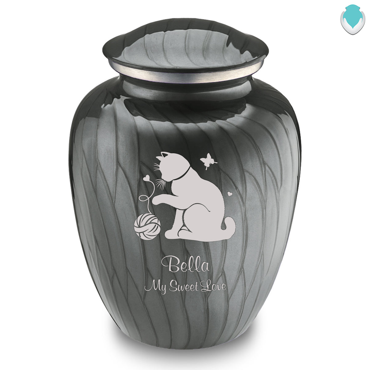 Large Embrace Pearl Silver Pet Fun Cat Cremation Urn