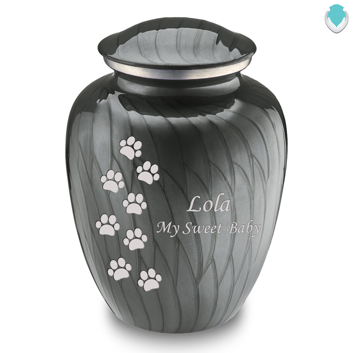 Large Embrace Pearl Silver Walking Paws Pet Cremation Urn