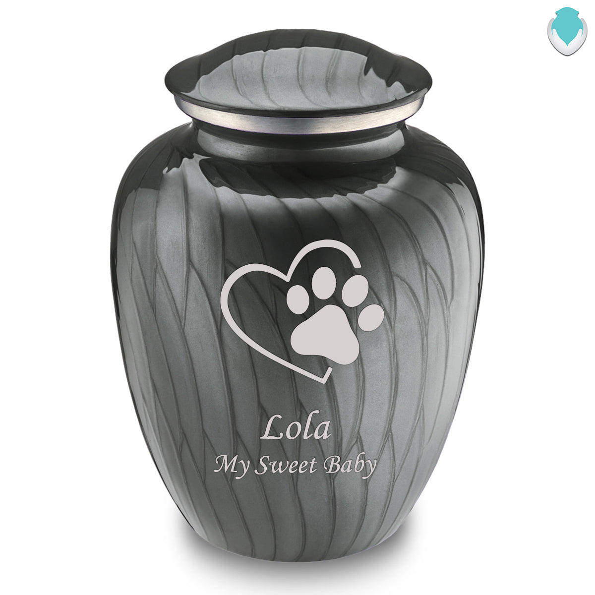 Large Embrace Pearl Silver Single Paw Heart Pet Cremation Urn