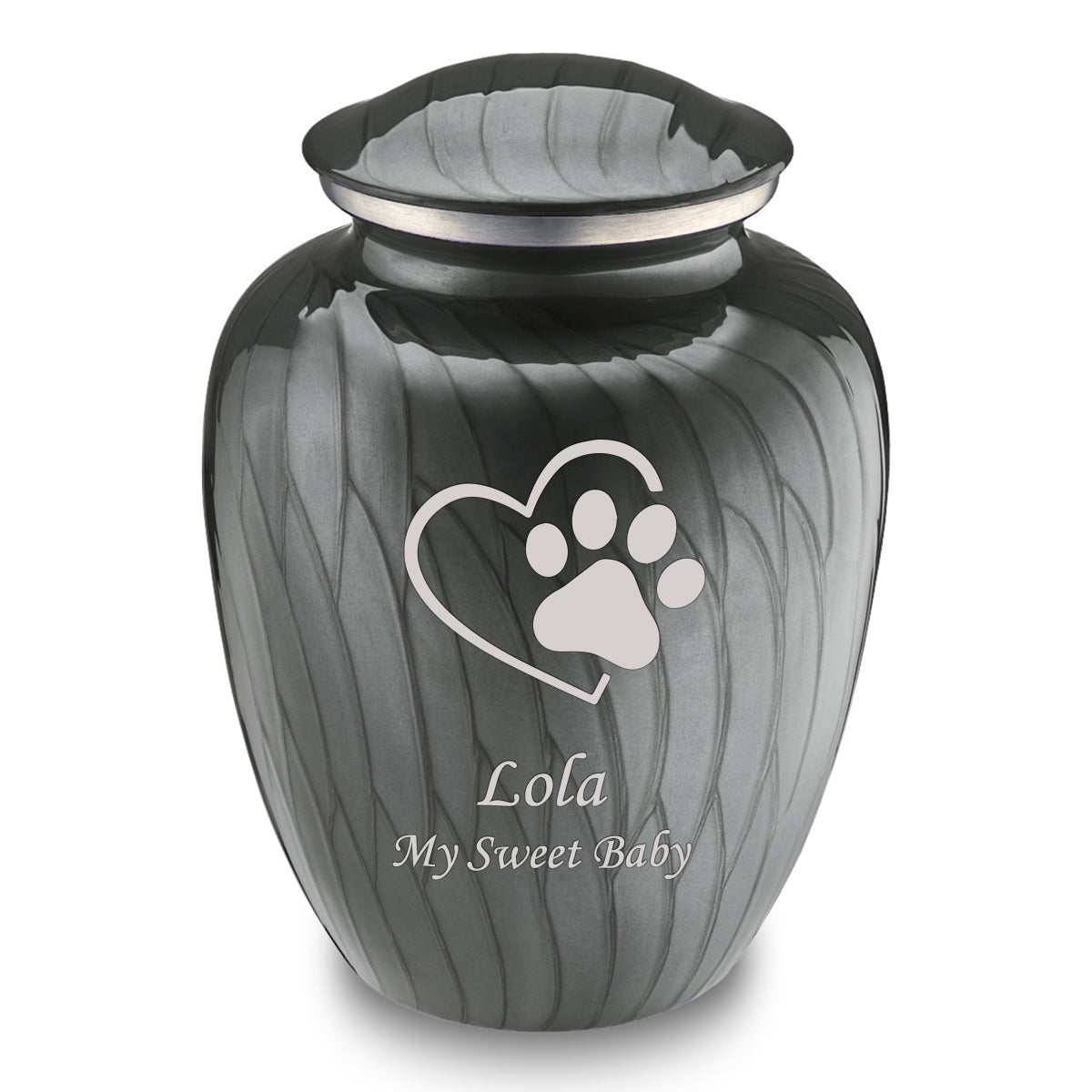 Large Embrace Pearl Silver Single Paw Heart Pet Cremation Urn