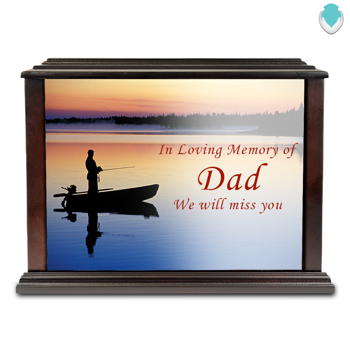 Custom Printed Heritage Everlasting Expressions Fishing Wood Box Cremation Urn