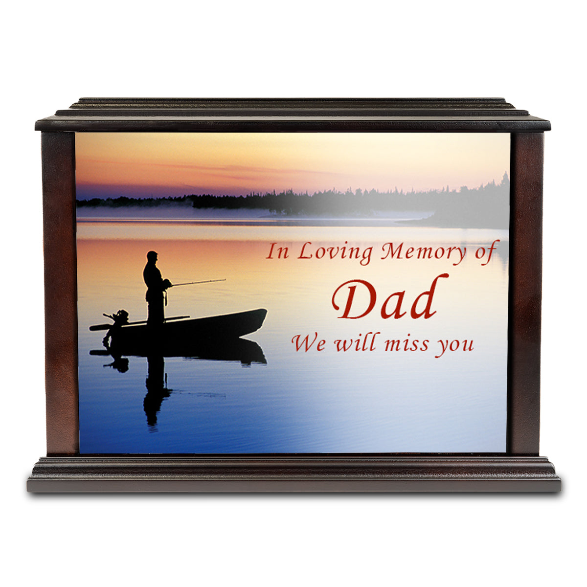 Custom Printed Heritage Everlasting Expressions Fishing Wood Box Cremation Urn