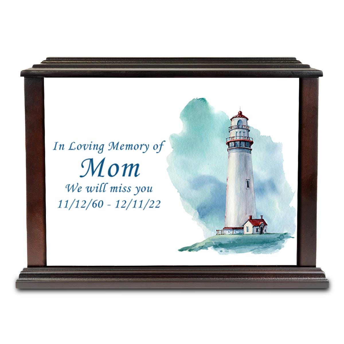 Custom Printed Heritage Everlasting Expressions Lighthouse Wood Box Cremation Urn