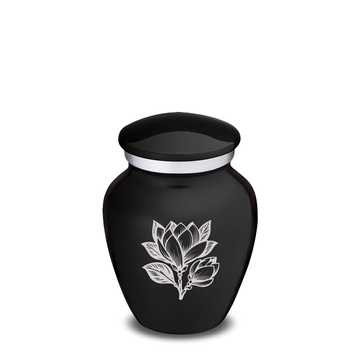 Keepsake Embrace Black Magnolia Flower Cremation Urn