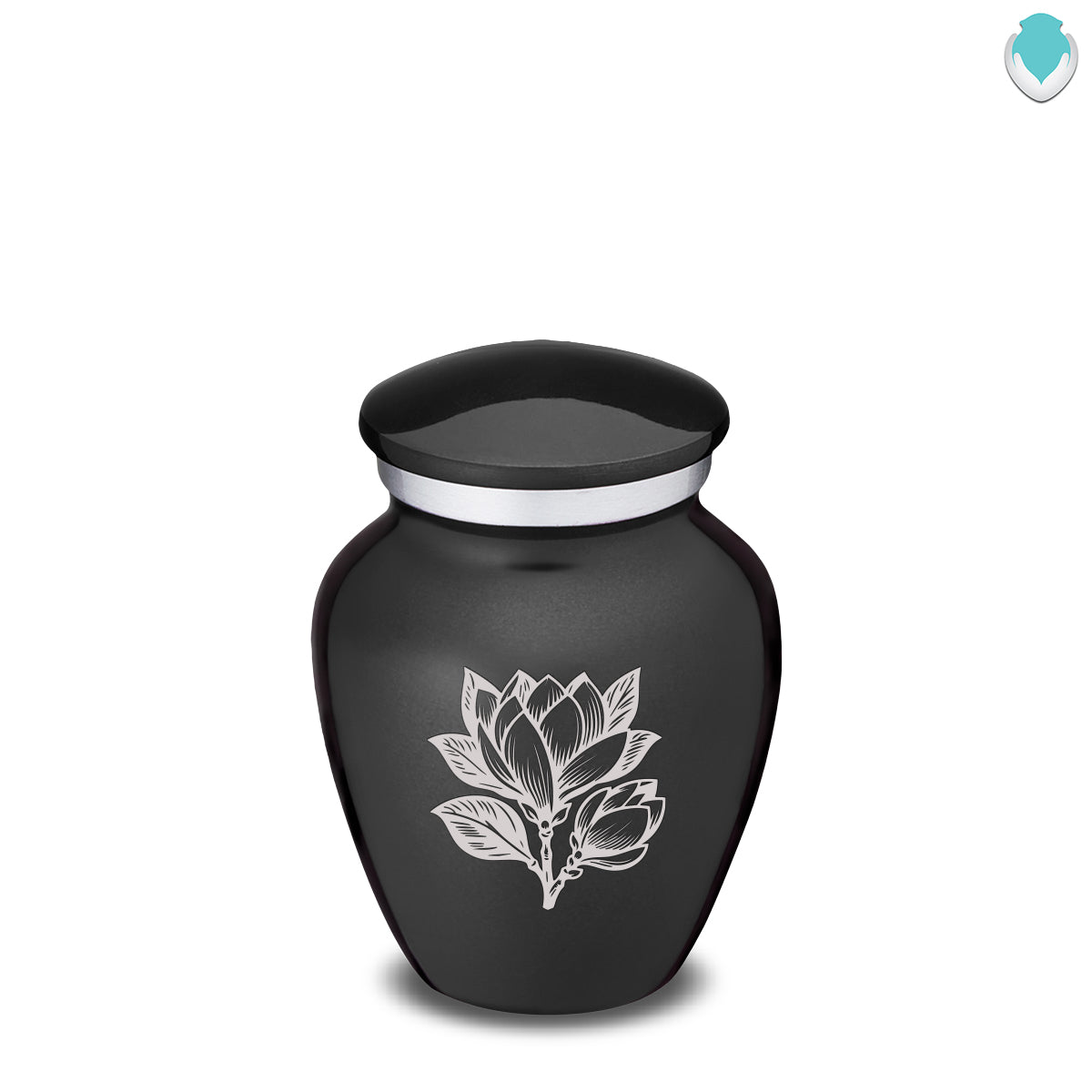 Keepsake Embrace Charcoal Black Magnolia Flower Cremation Urn