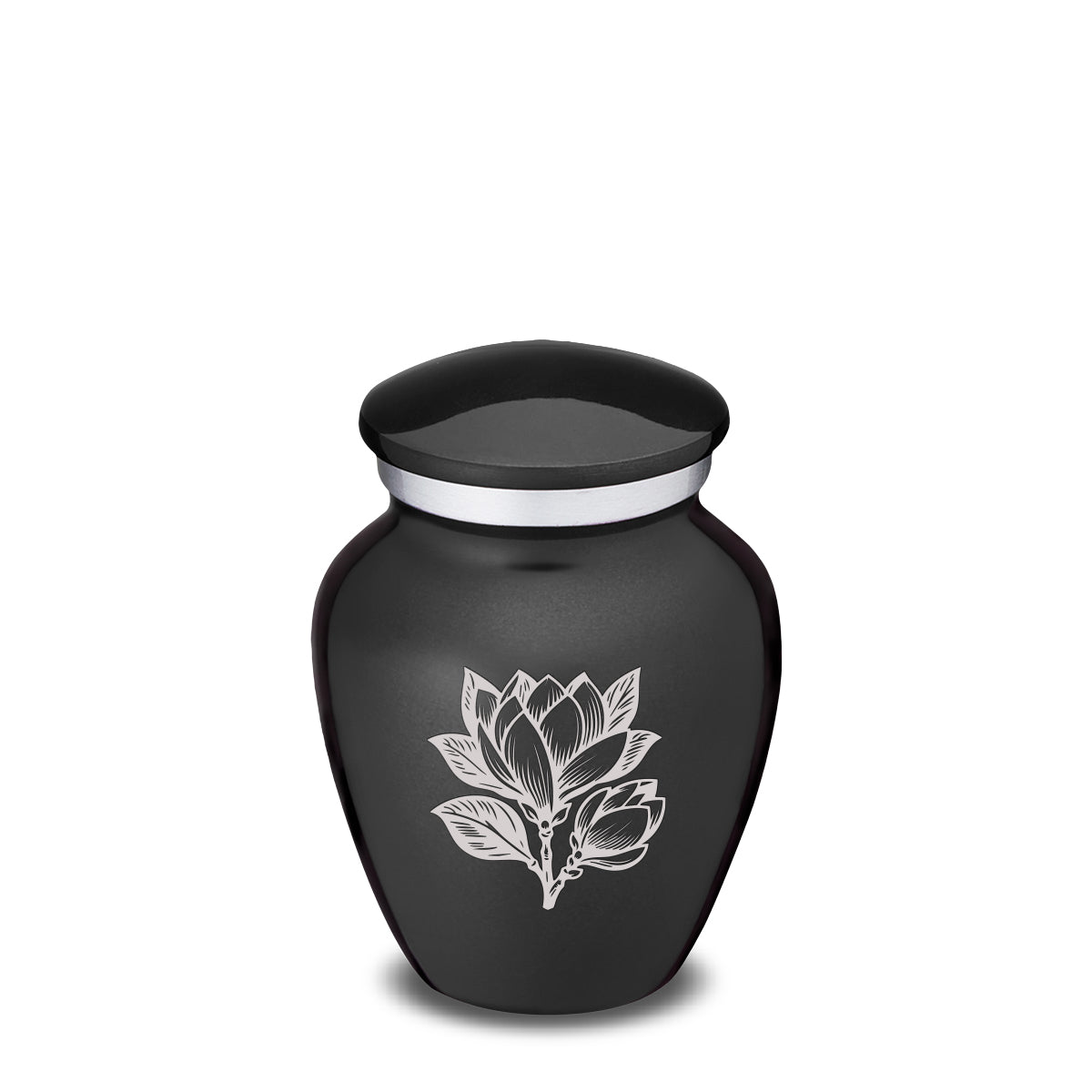 Keepsake Embrace Charcoal Black Magnolia Flower Cremation Urn