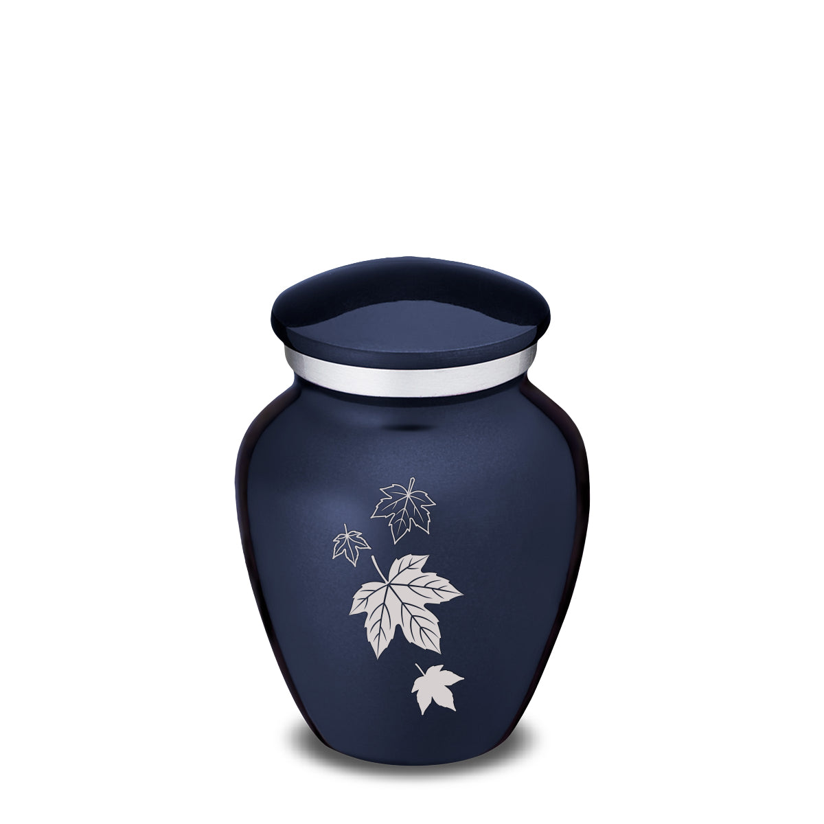 Keepsake Embrace Cobalt Blue Falling Leaves Cremation Urn