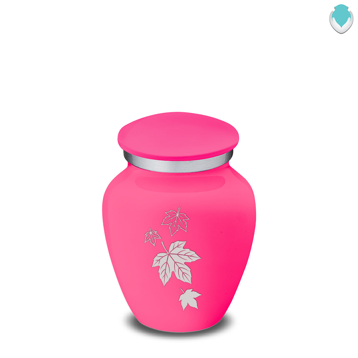 Keepsake Embrace Bright Pink Falling Leaves Cremation Urn