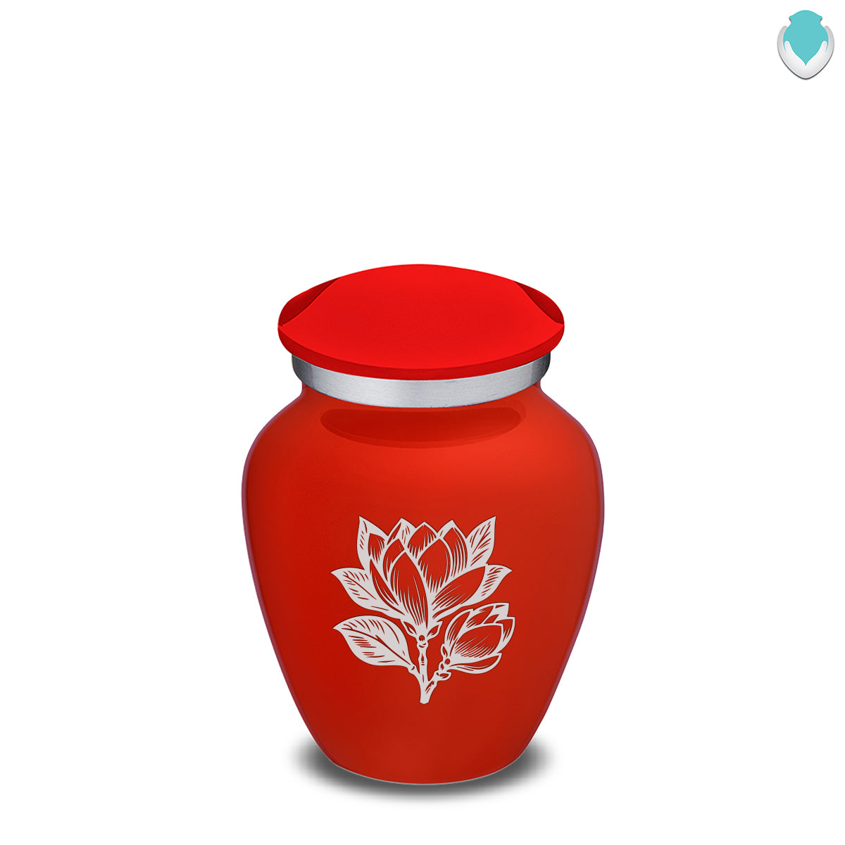 Keepsake Embrace Bright Red Magnolia Flower Cremation Urn
