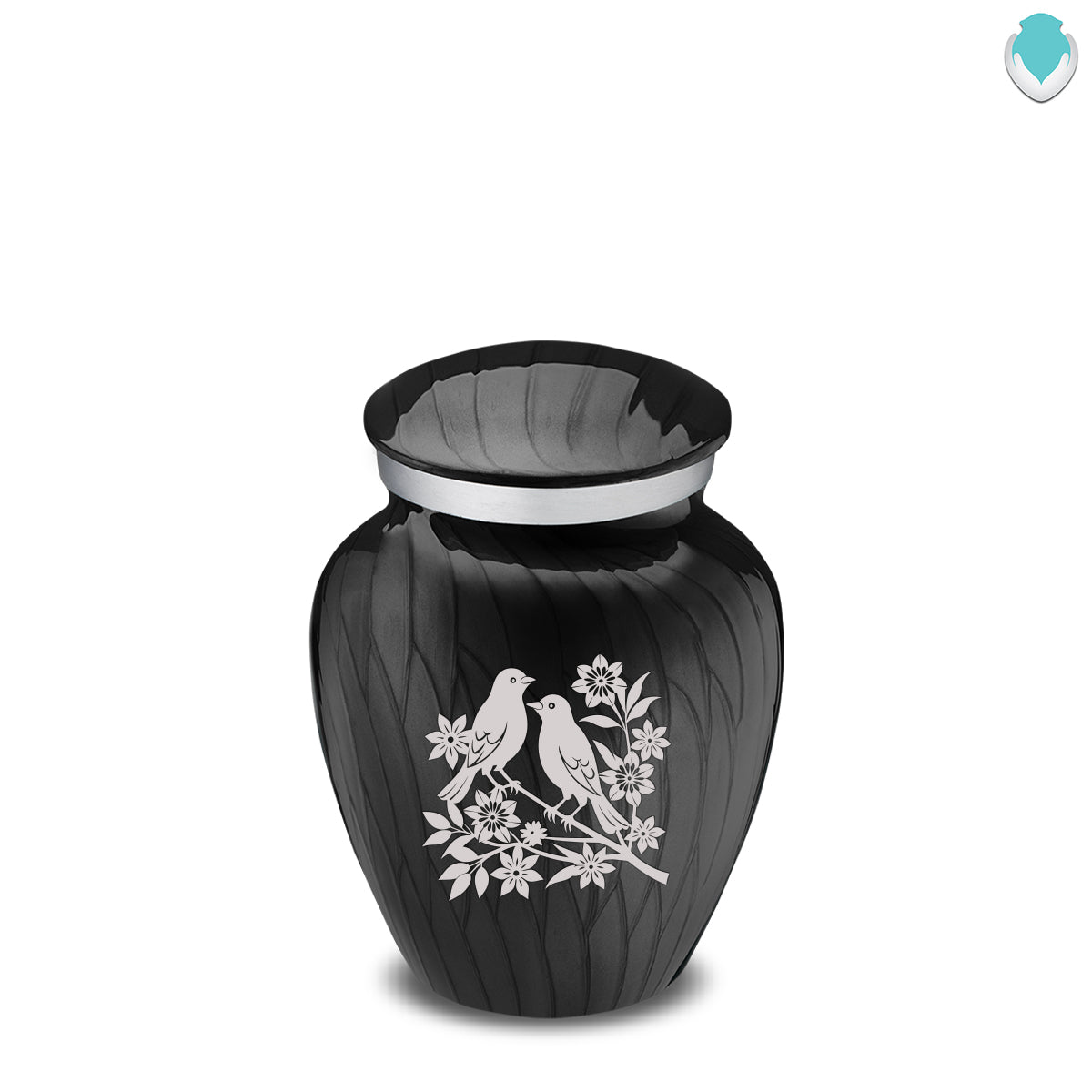 Keepsake Embrace Pearl Black Songbirds Cremation Urn