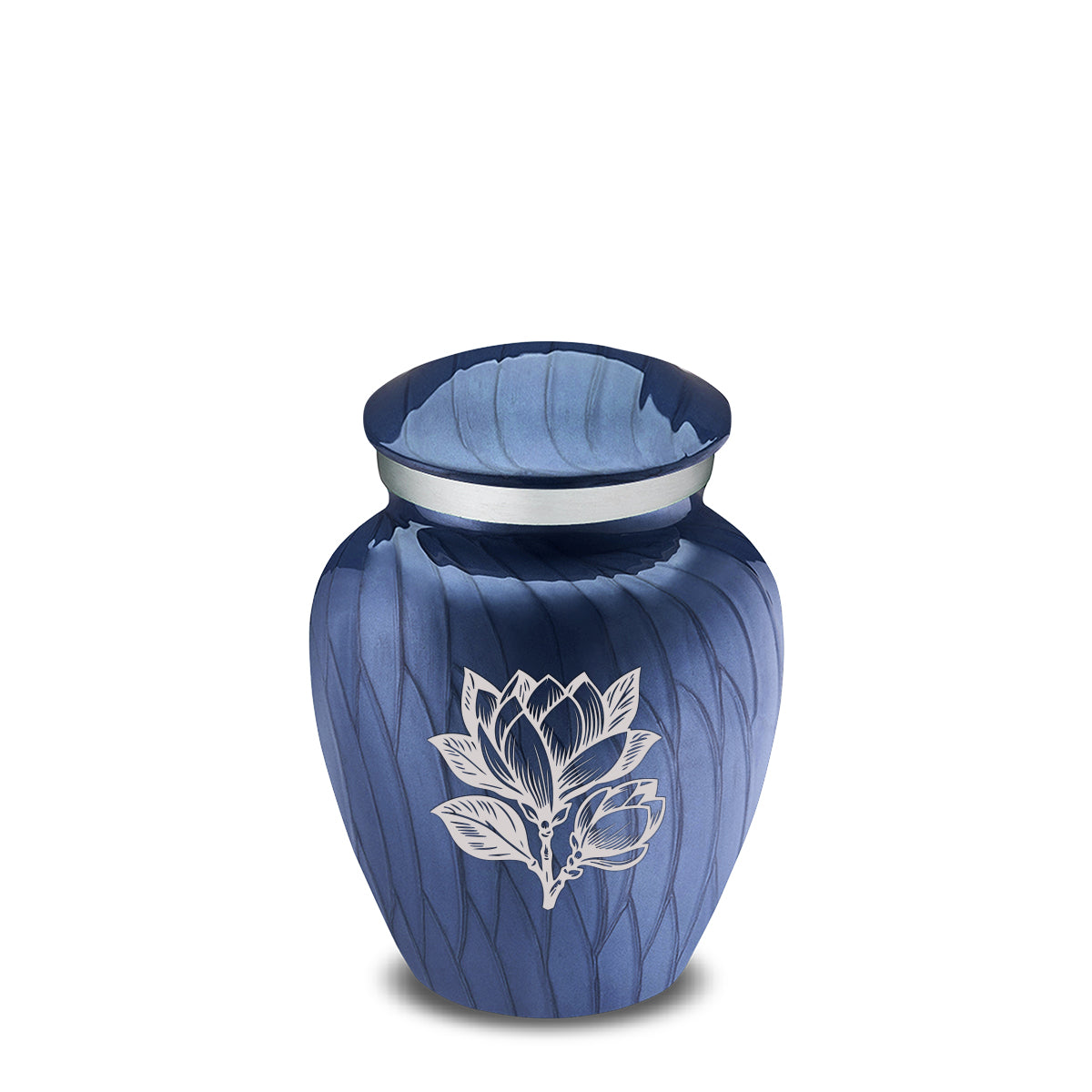 Keepsake Embrace Pearl Cobalt Blue Magnolia Flower Cremation Urn