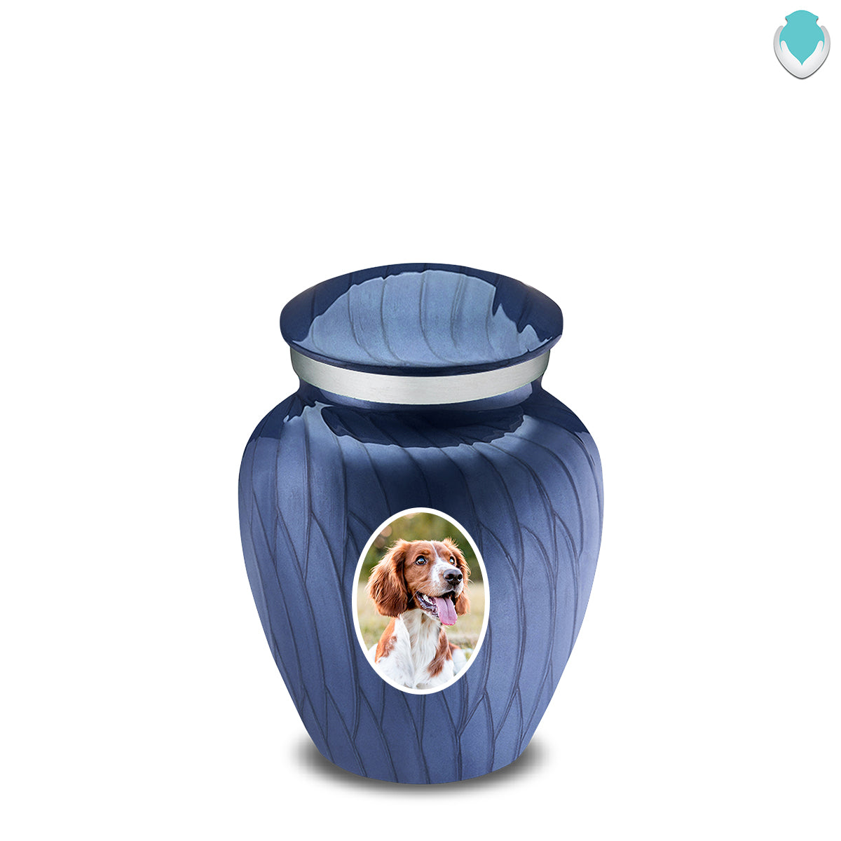 Keepsake Pet Embrace Pearl Cobalt Blue Portrait Cremation Urn