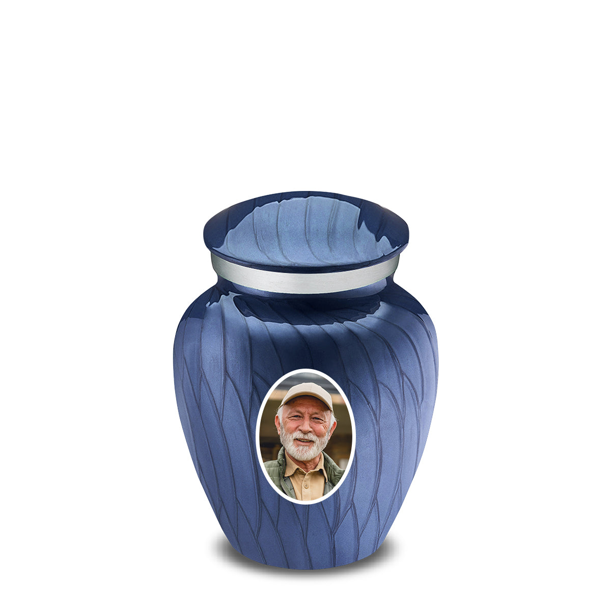 Keepsake Embrace Pearl Cobalt Blue Portrait Cremation Urn