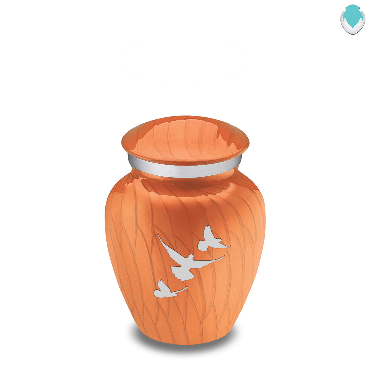Keepsake Embrace Pearl Orange Doves Cremation Urn