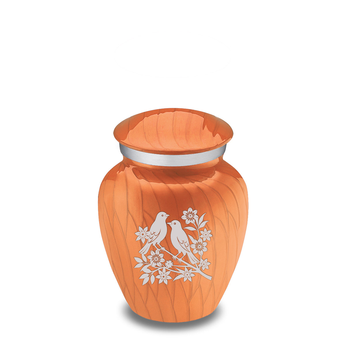 Keepsake Embrace Pearl Orange Songbirds Cremation Urn