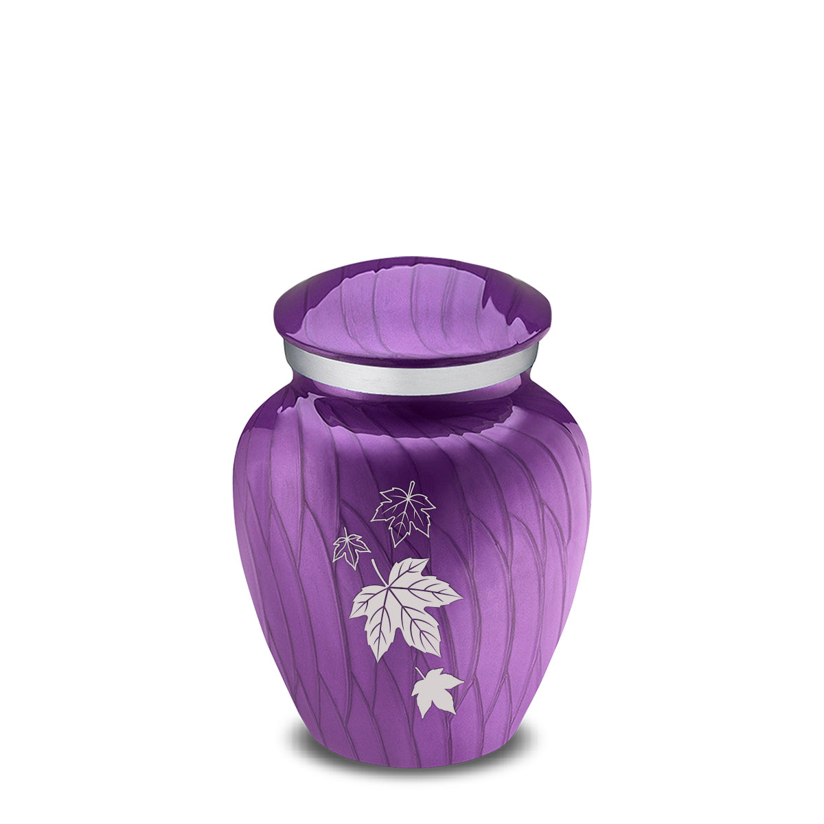Keepsake Embrace Pearl Purple Falling Leaves Cremation Urn