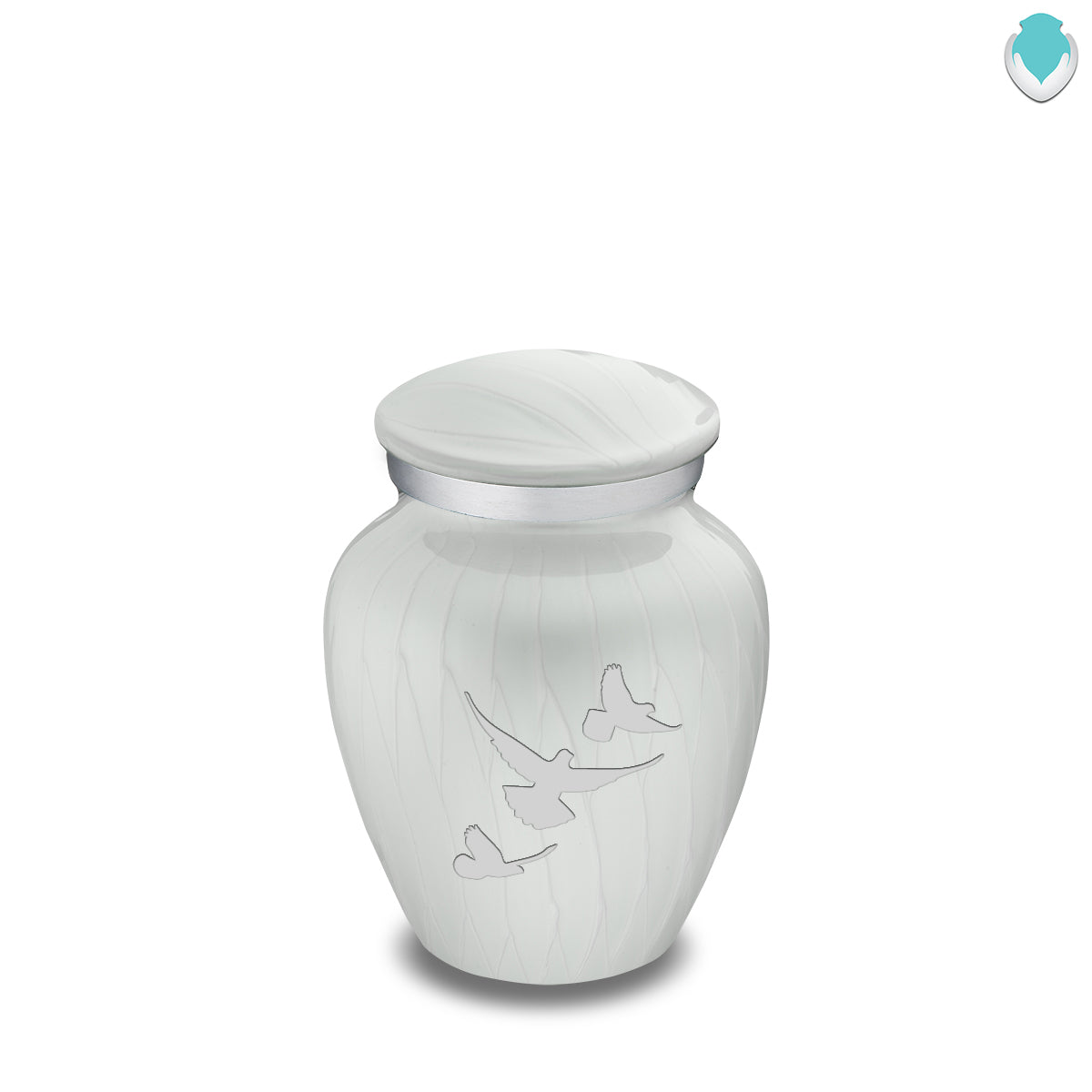 Keepsake Embrace Pearl White Doves Cremation Urn