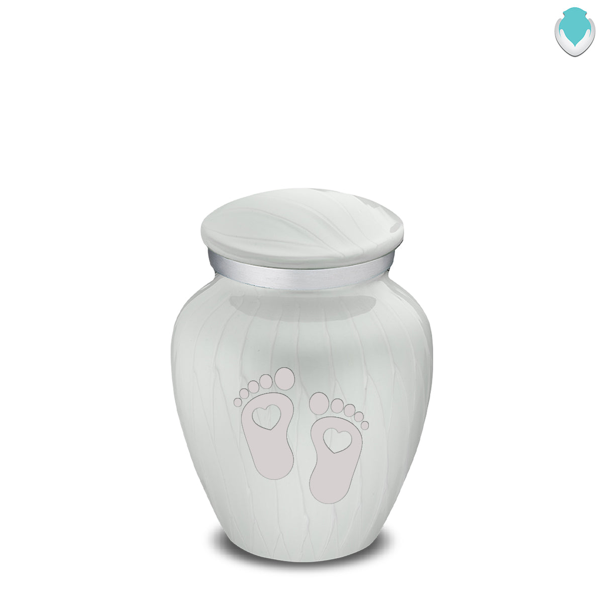 Keepsake Embrace Pearl White Loving Heart Feet Cremation Urn