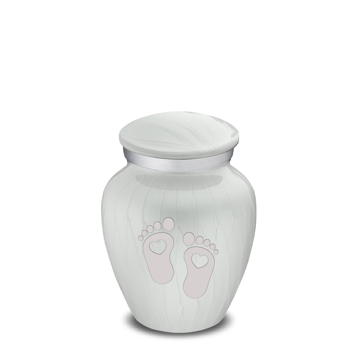Keepsake Embrace Pearl White Loving Heart Feet Cremation Urn