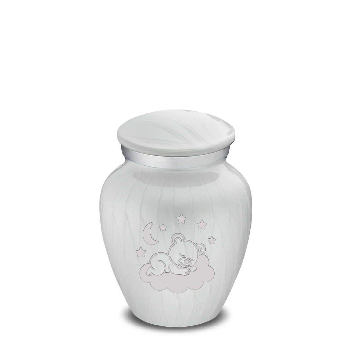 Keepsake Embrace Pearl White Sleeping Teddy Cremation Urn